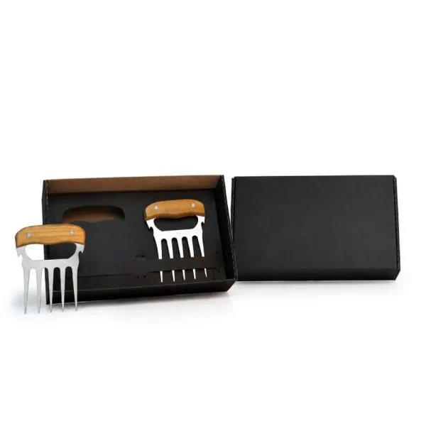 GARFOS COM 5 DENTES EM MADEIRA - INOX - 11,5X14,5CM - 2 PÇS — foto 1 de 5