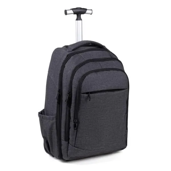MOCHILA EM RPET COM RODINHAS - MELANGE CINZA ESCURO — foto 1 de 9