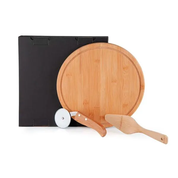 CONJ. PARA PIZZA EM BAMBU NAPOLI 30 CM - 3 PÇS — foto 1 de 2