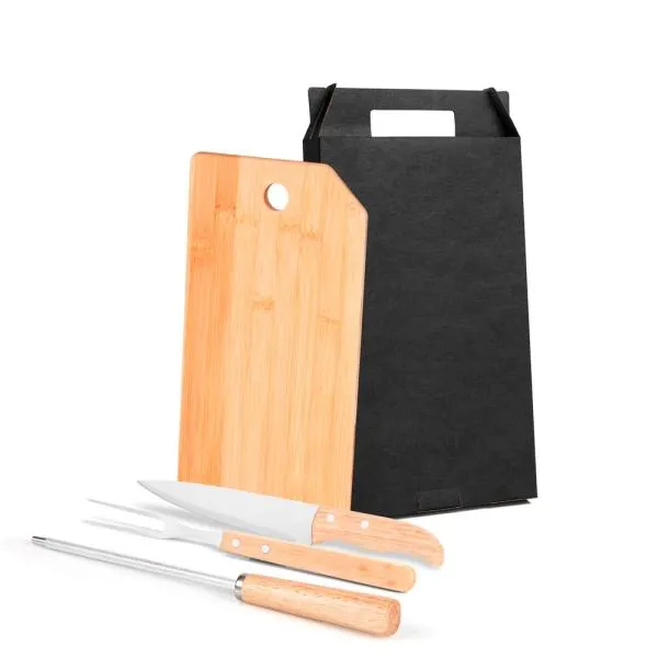 CONJ. PARA COZINHA EM BAMBU / MADEIRA / INOX - 4 PÇS — foto 1 de 3