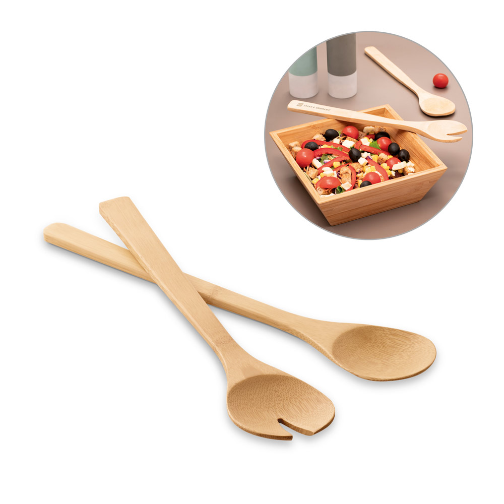 SALVY. Conjunto de 2 talheres para salada em bambu — foto 1 de 2