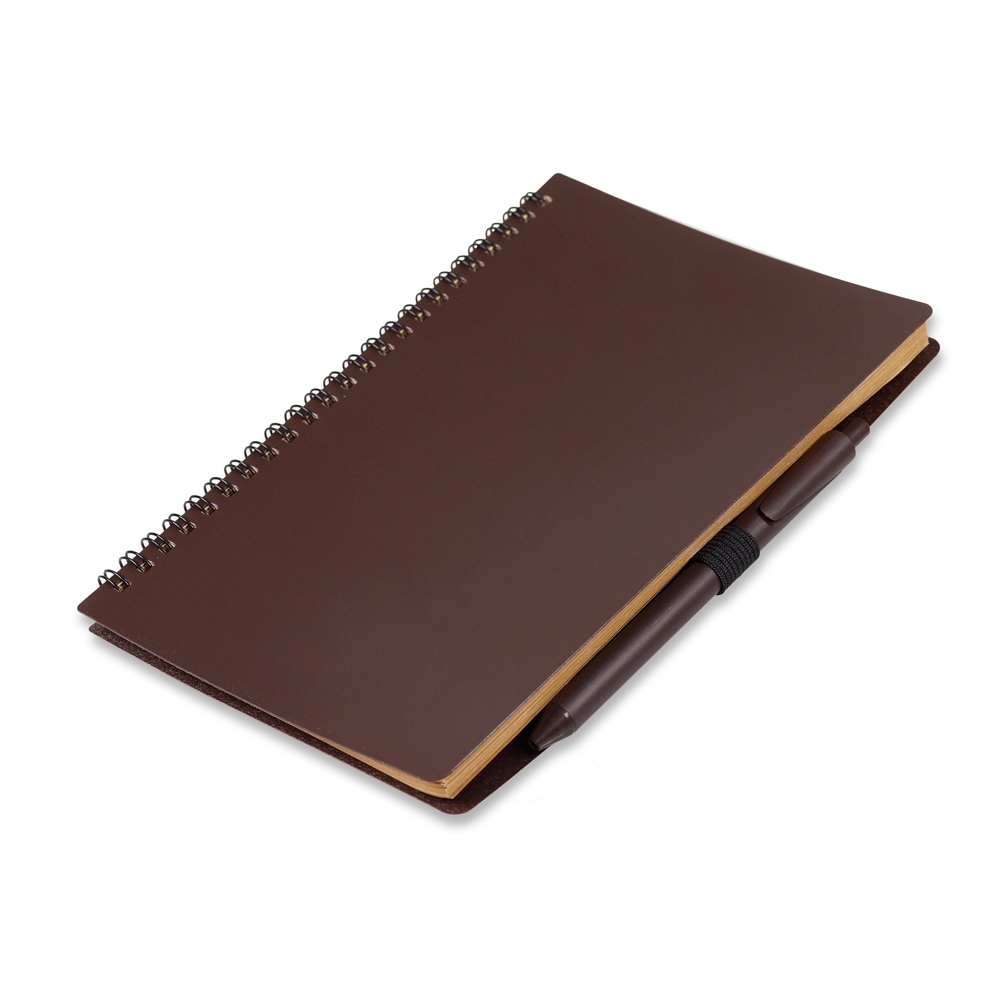 CADERNO P/ ANOT. C/ CANETA FIBRA DE CAFE — foto 1 de 1