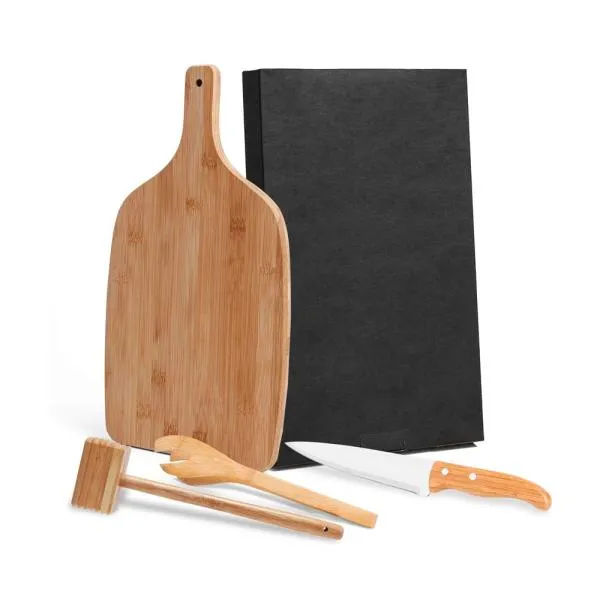 KIT PARA COZINHA COM TÁBUA, PEGADOR E MARTELO - 4 PÇS — foto 1 de 2