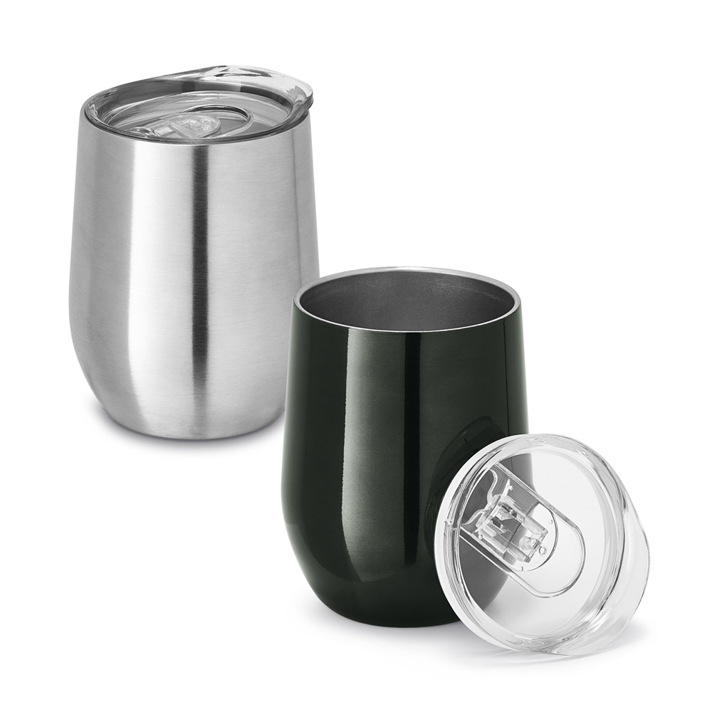 RONDE. Copo de viagem térmico em aço inox de parede dupla isolada a vácuo (400 mL) — foto 1 de 3