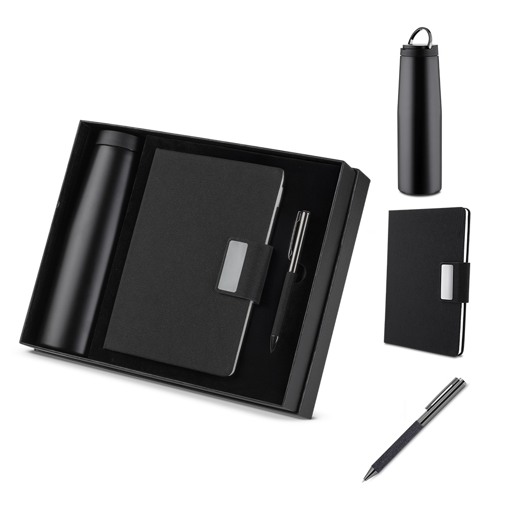Conjunto composto por caderno em material rpet com fechamento - 550ml — foto 1 de 10