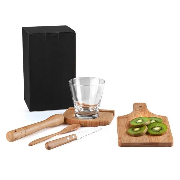 KIT PARA CAIPIRINHA EM BAMBU / MADEIRA IBIZA - 0,35 L - 6 PÇS — foto 1 de 4
