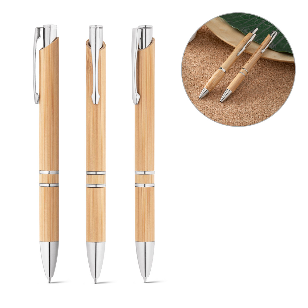 BETA BAMBOO. Caneta esferográfica em bambu com escrita em azul — foto 1 de 2