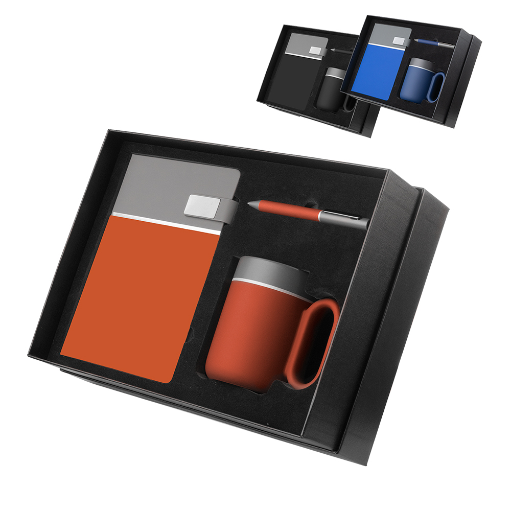 Kit escritório contendo caderno tamanho a5 com capa dura em pu - 70g — foto 1 de 10
