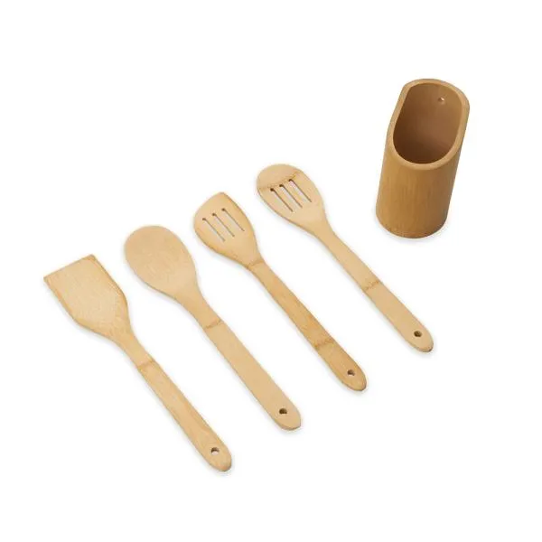 CONJUNTO DE UTENSÍLIOS EM BAMBU - 5 PÇS — foto 1 de 4