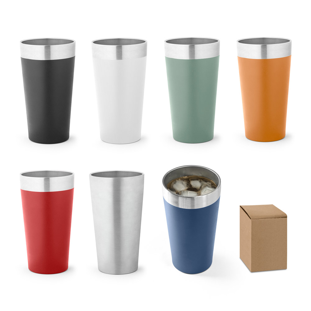 HALPERT. Copo de viagem em aço inox térmico, com parede dupla isolada a vácuo (540 mL) — foto 1 de 8