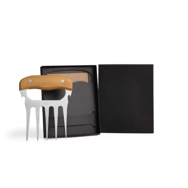 GARFO COM 5 DENTES EM MADEIRA - INOX - 11,5X14,5CM — foto 1 de 7