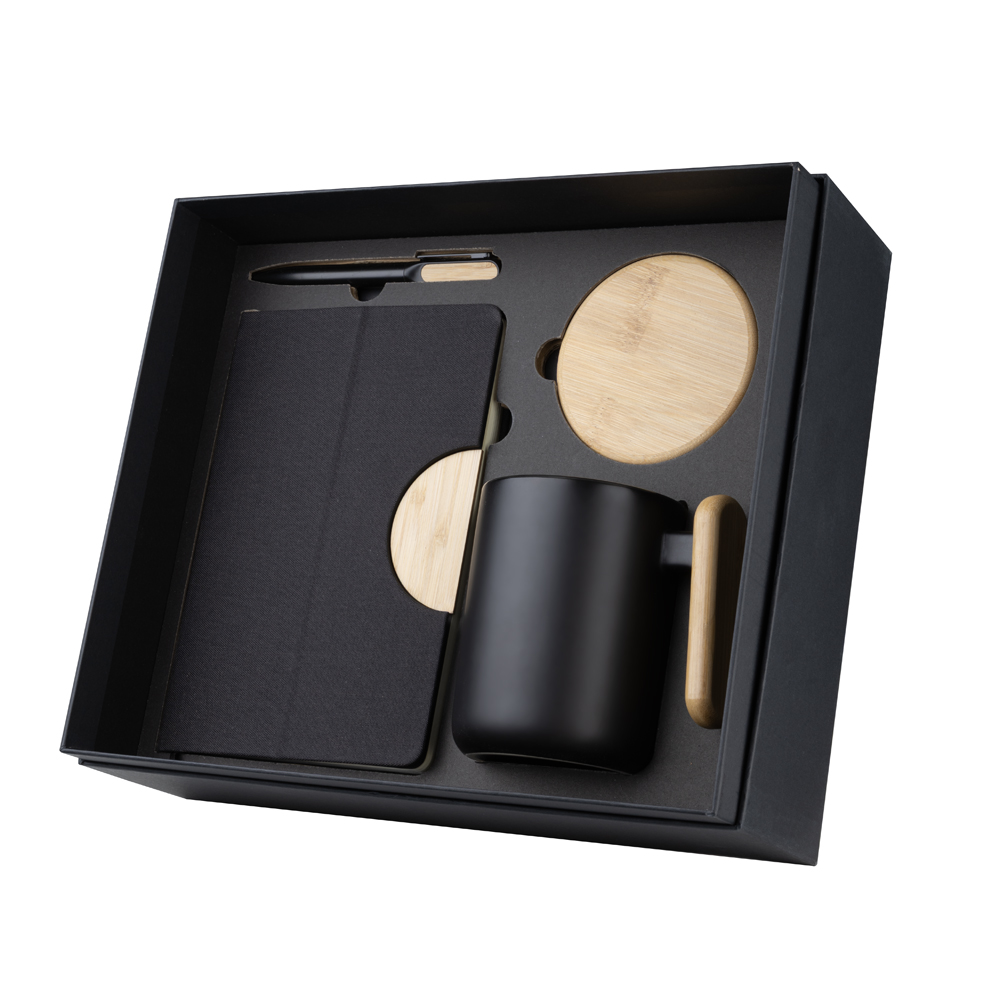 Kit escritório contendo caderno tamanho a5 em rpet com detalhe - 70g — foto 1 de 7