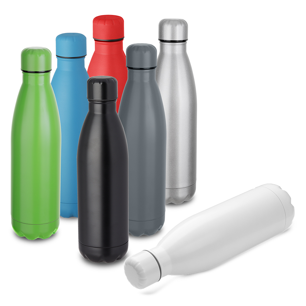 Garrafa fosca em aço inox, possui tampa rosqueável e anel de silicone — foto 1 de 10