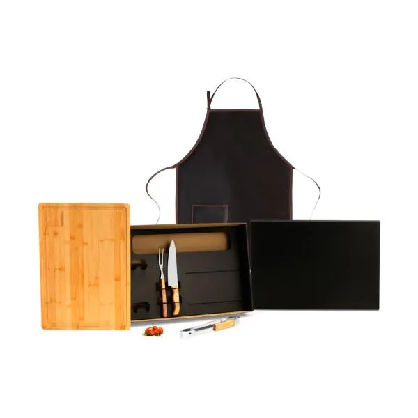 KIT PARA CHURRASCO COM AVENTAL - 5 PÇS — foto 1 de 4