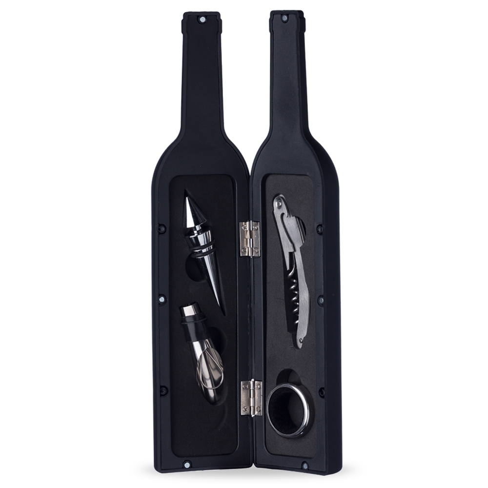 KIT VINHO PLÁSTICO RESISTENTE 4 PEÇAS FORMATO GARRAFA — foto 1 de 1