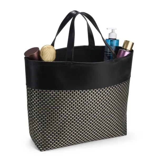 SACOLA EM PVC E MATERIAL SINTÉTICO - PREMIUM - PRETO/XADREZ - 48X33X13 CM — foto 1 de 4