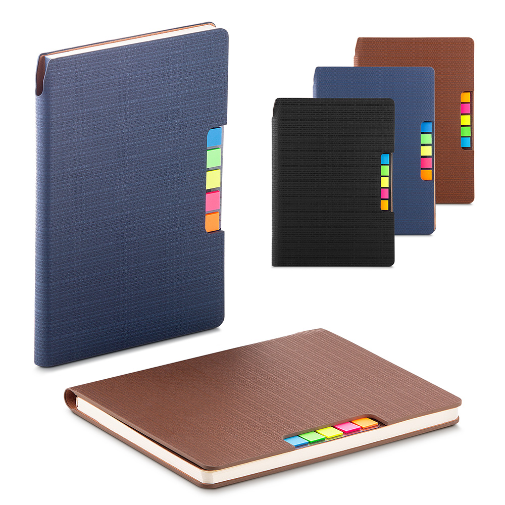 Caderno de anotações, com sticky notes, capa em material sintético — foto 1 de 10