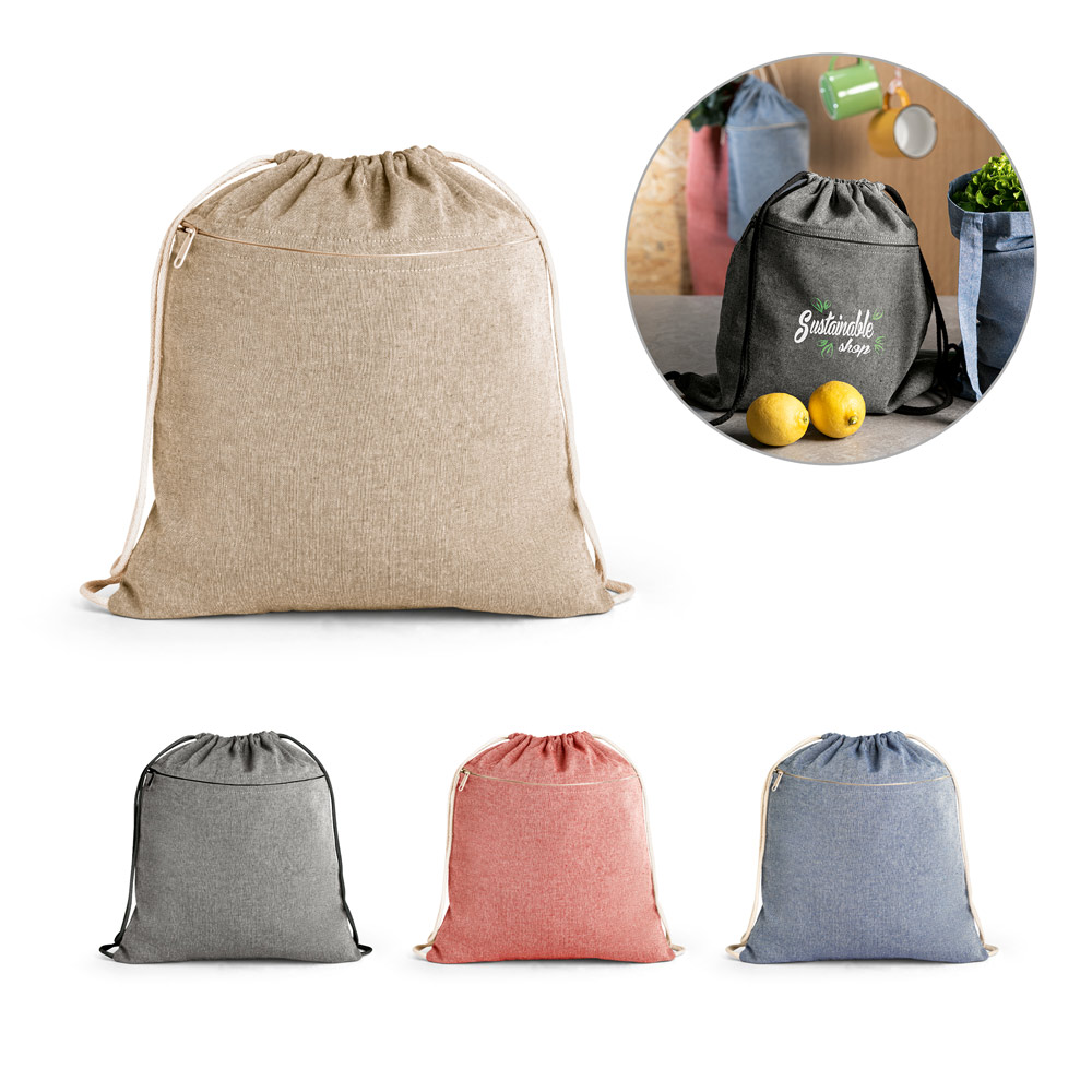 CHANCERY. Sacola tipo mochila eem 70% algodão reciclado e 30% poliéster reciclado sem tingimento (140 g/m²) — foto 1 de 2