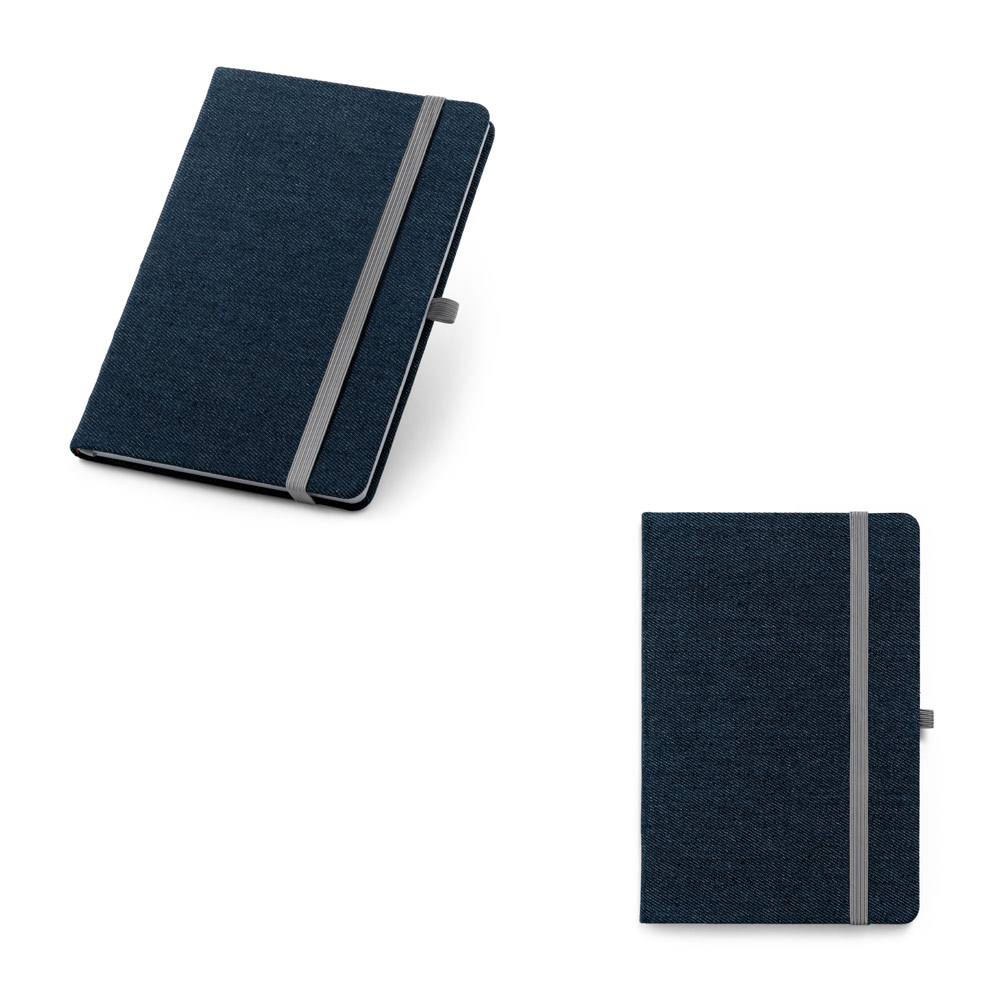 DENIM. Caderno A5 de capa dura em tecido tipo jeans com páginas pautadas — foto 1 de 2