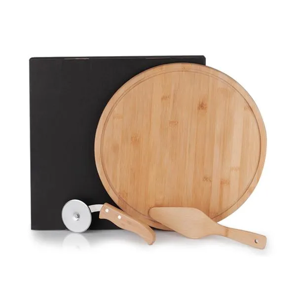 CONJ. PARA PIZZA EM BAMBU NAPOLI 35 CM - 3 PÇS — foto 1 de 4
