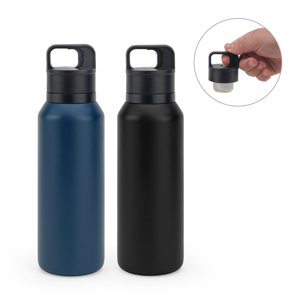 NICKLAUS. Garrafa térmica em aço inox 91% reciclado com parede dupla isolada a vácuo (590 mL) — foto 1 de 3